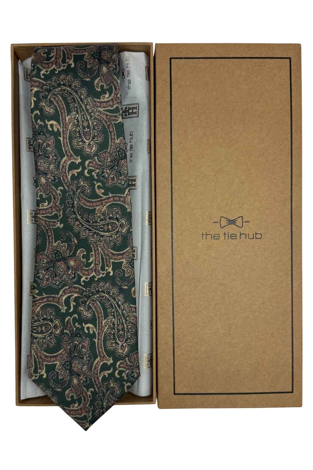 Green Paisley Silk Necktie for Men