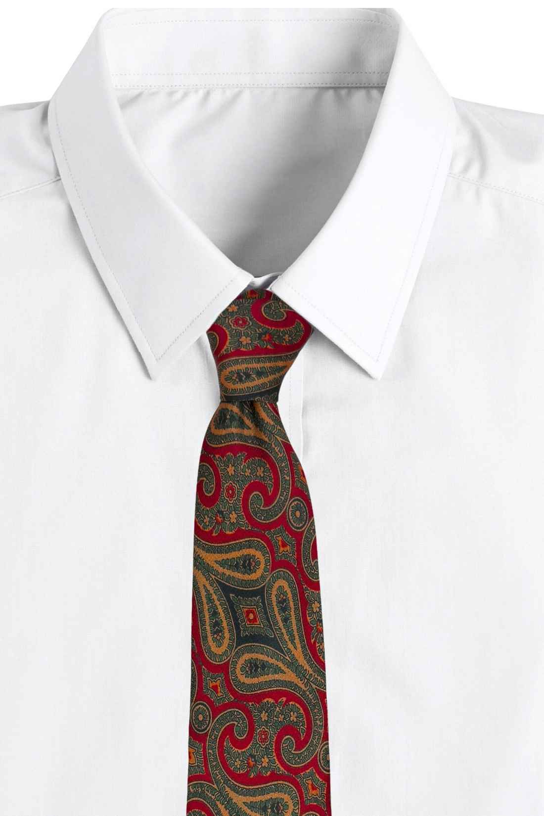 Red Paisley Silk Necktie for Men