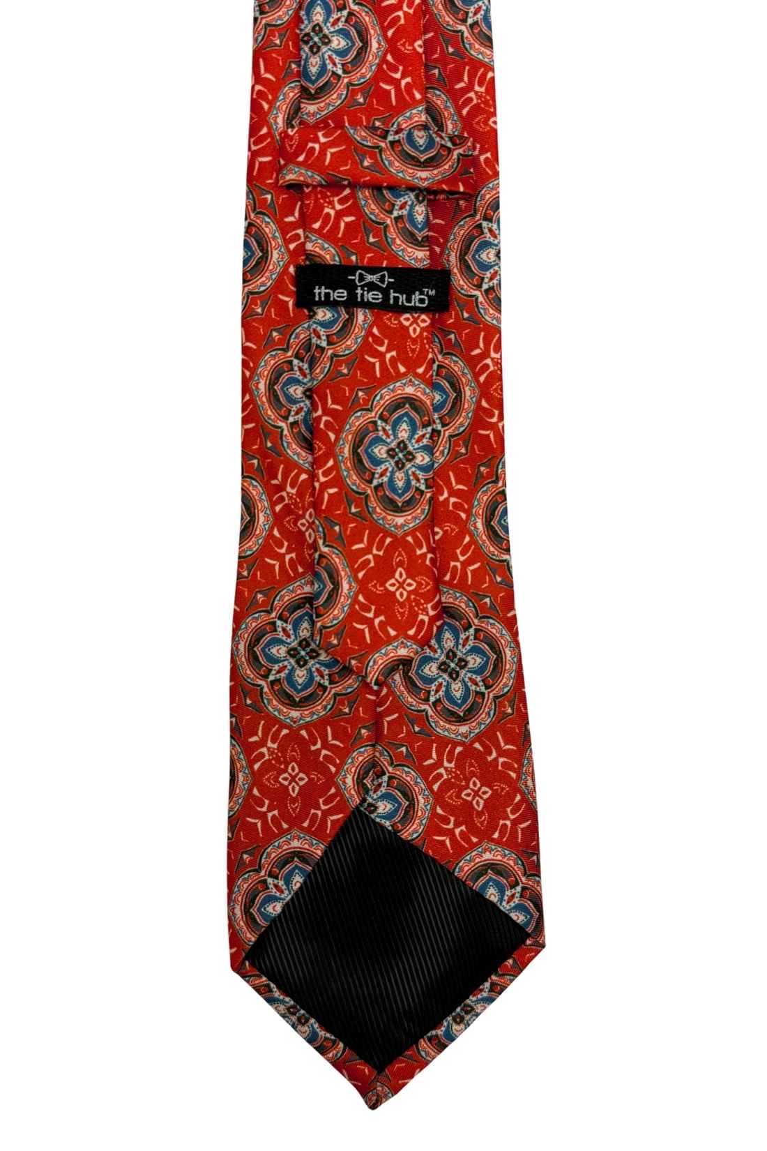 Red Geometric Silk Necktie for Men