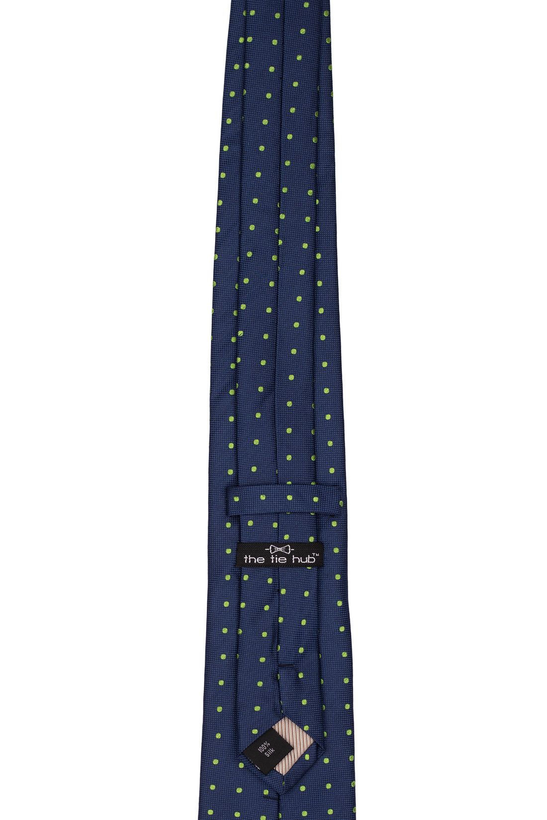 Blue with Green Polka Dot Silk Necktie for Men