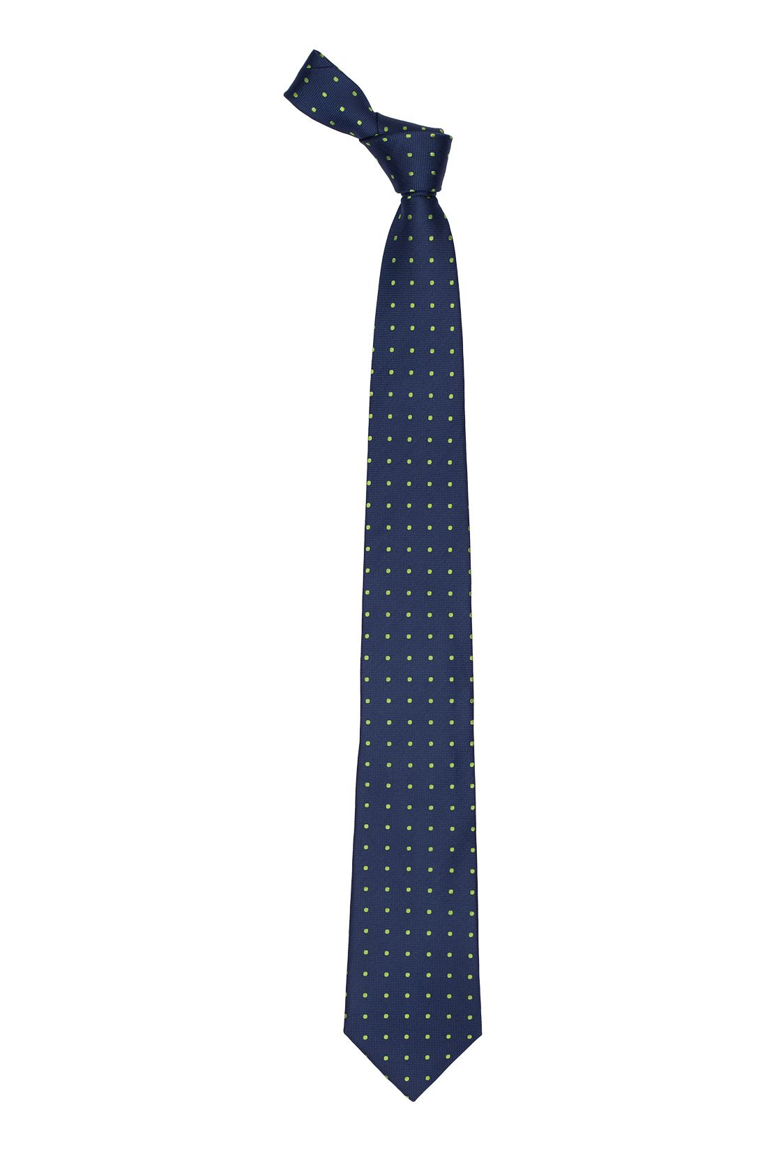 Blue with Green Polka Dot Silk Necktie for Men