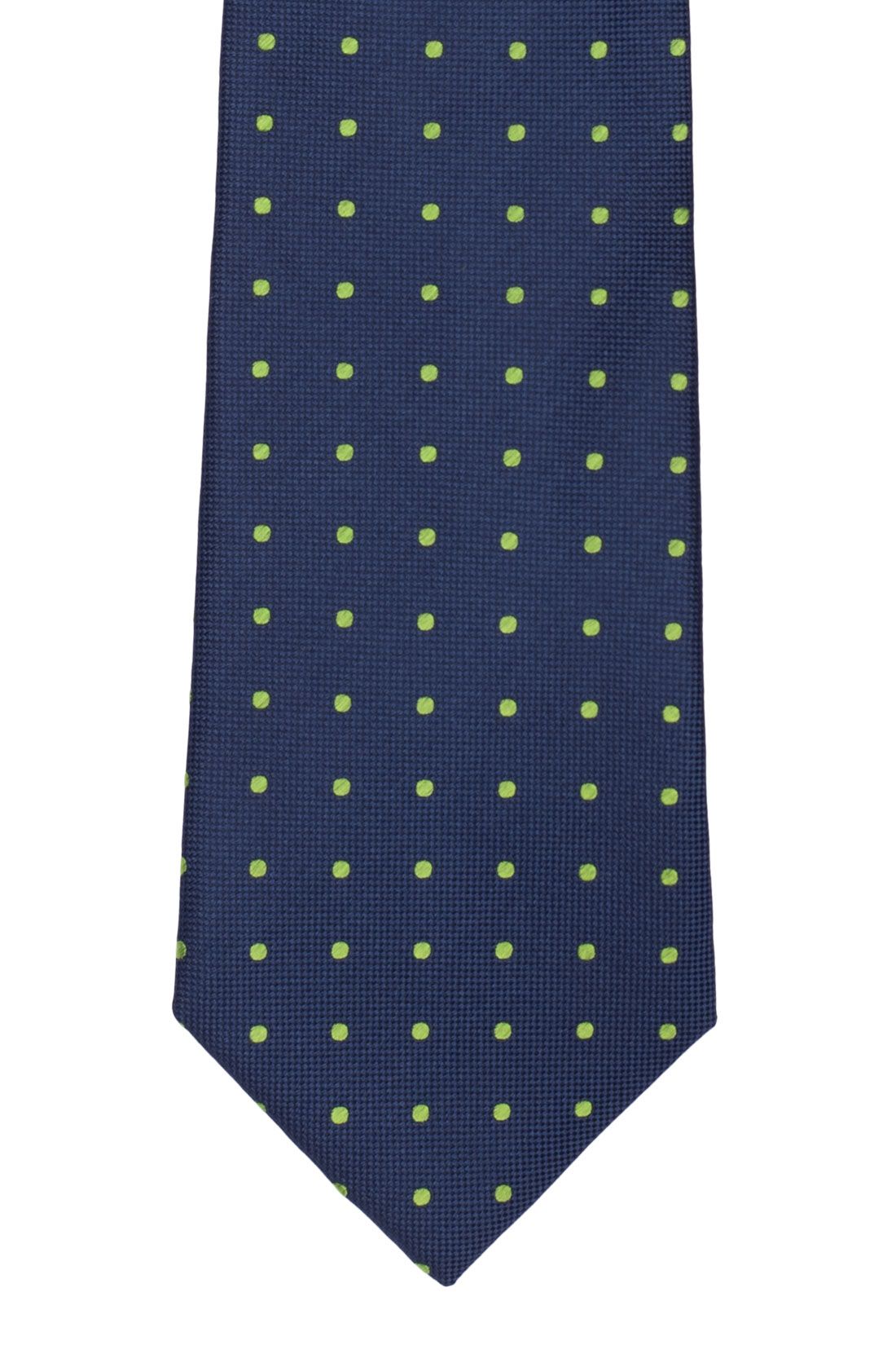 Blue with Green Polka Dot Silk Necktie for Men