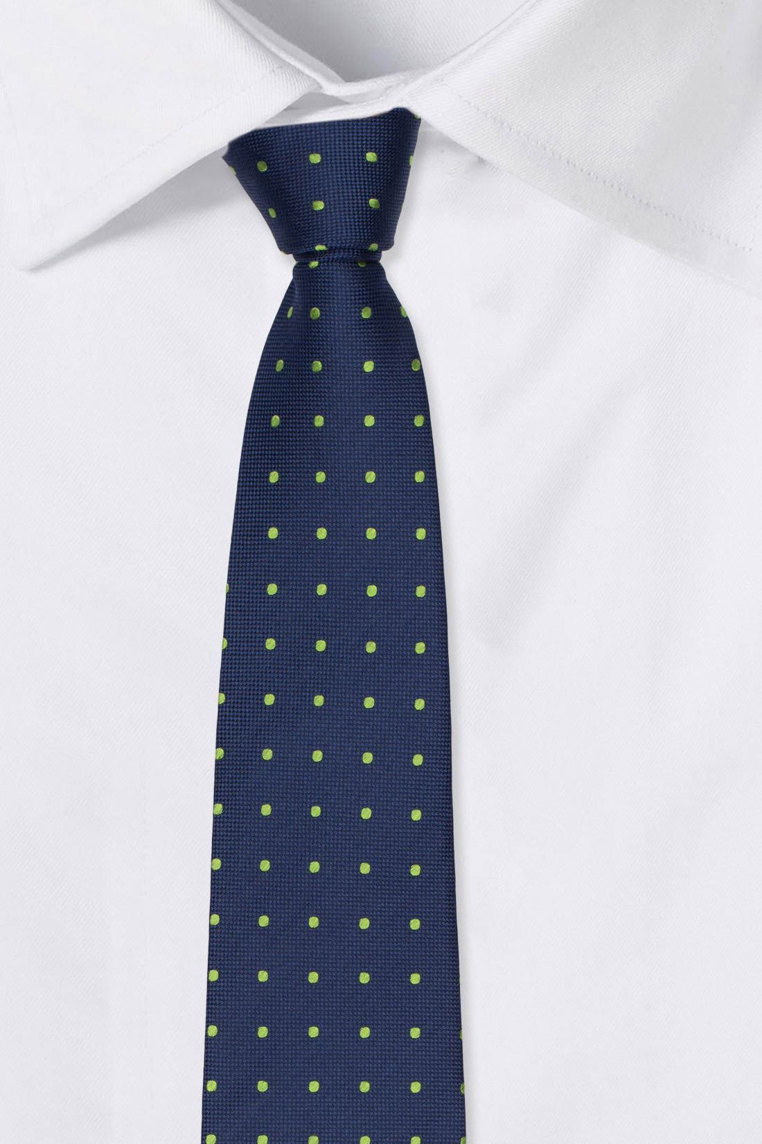 Blue with Green Polka Dot Silk Necktie for Men