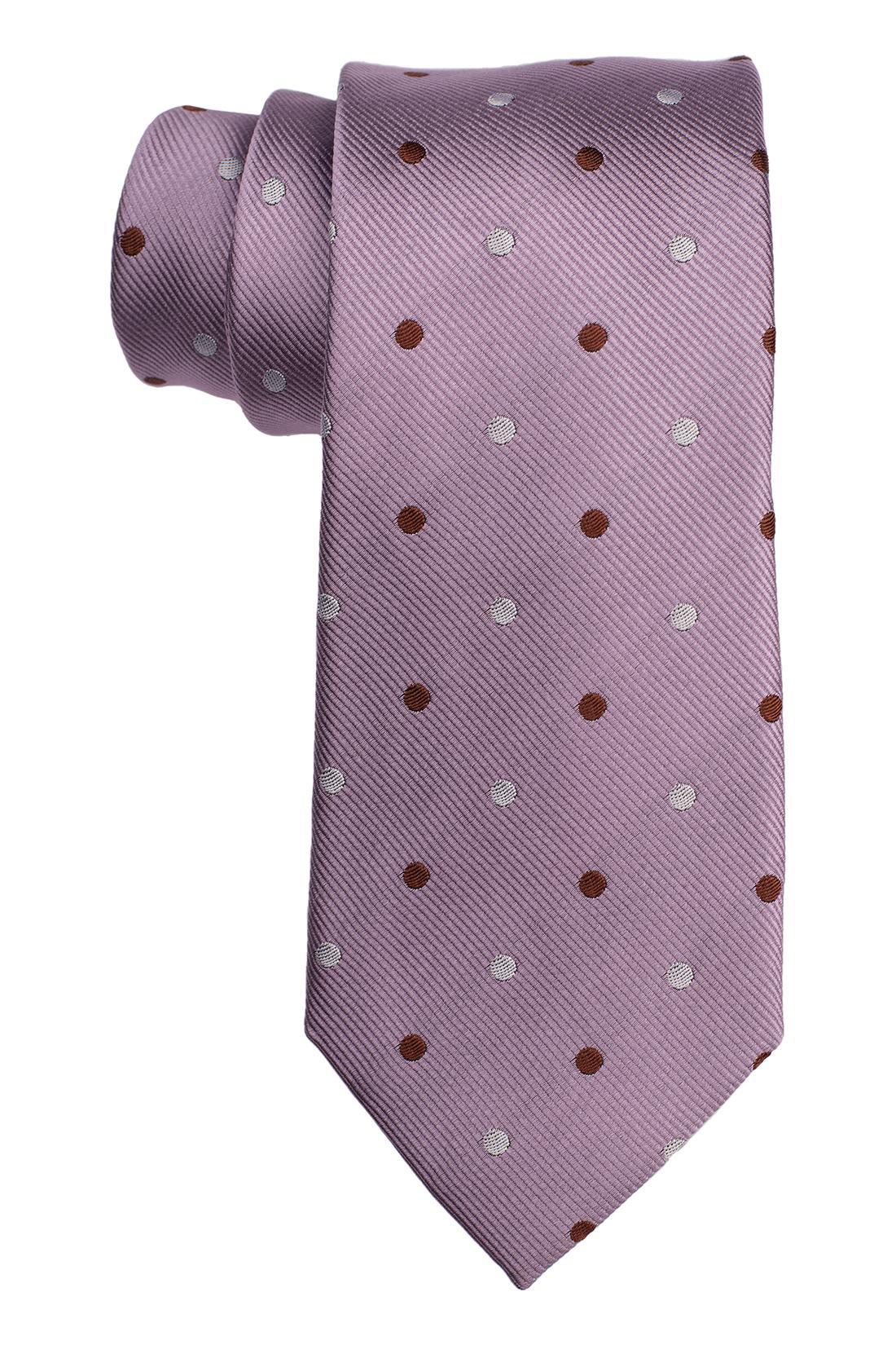 Purple with Brown Polka Dot Silk Necktie for Men