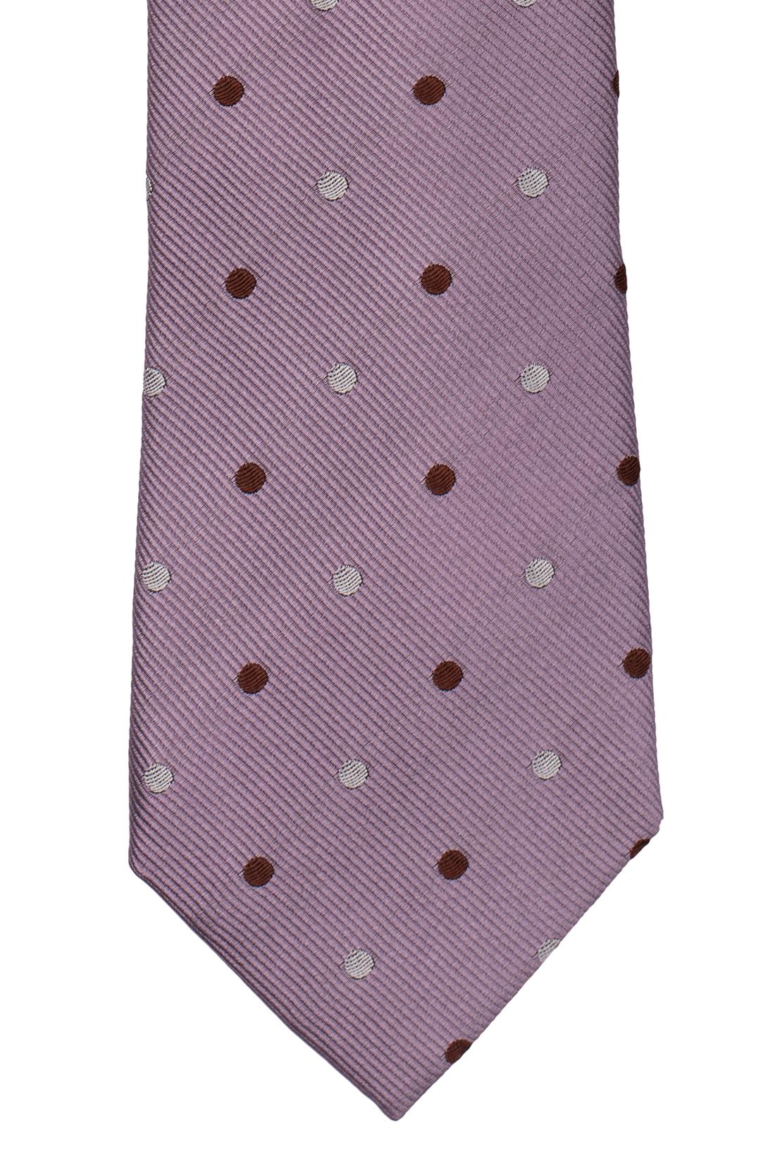 Purple with Brown Polka Dot Silk Necktie for Men