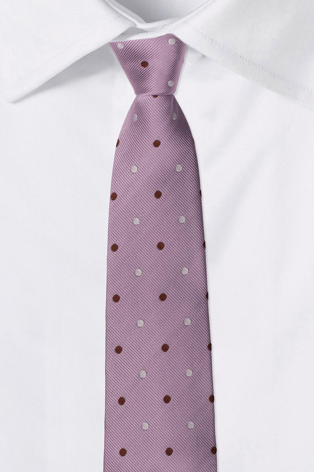 Purple with Brown Polka Dot Silk Necktie for Men