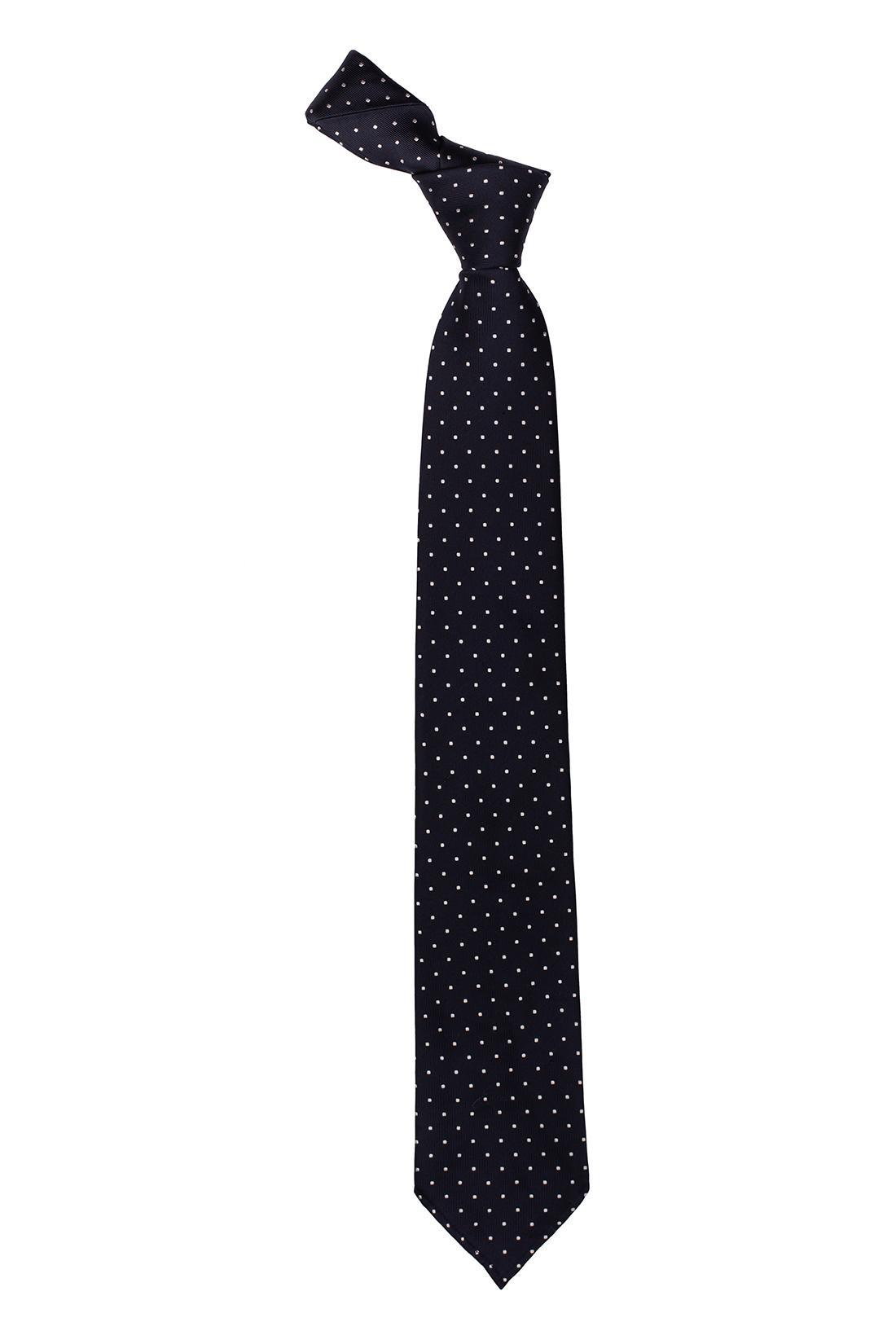 Blue with White Polka Dot Silk Necktie for Men