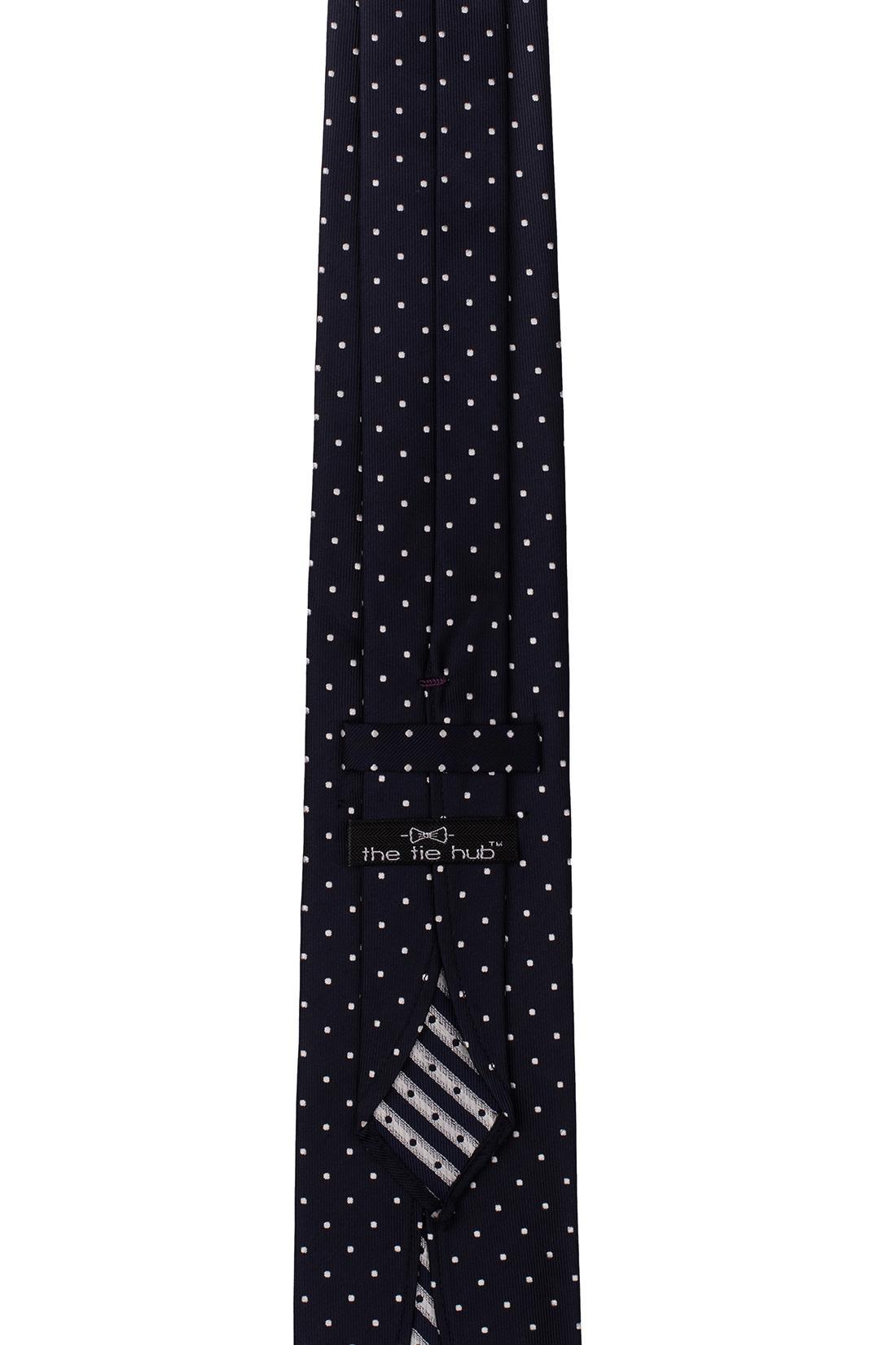 Blue with White Polka Dot Silk Necktie for Men