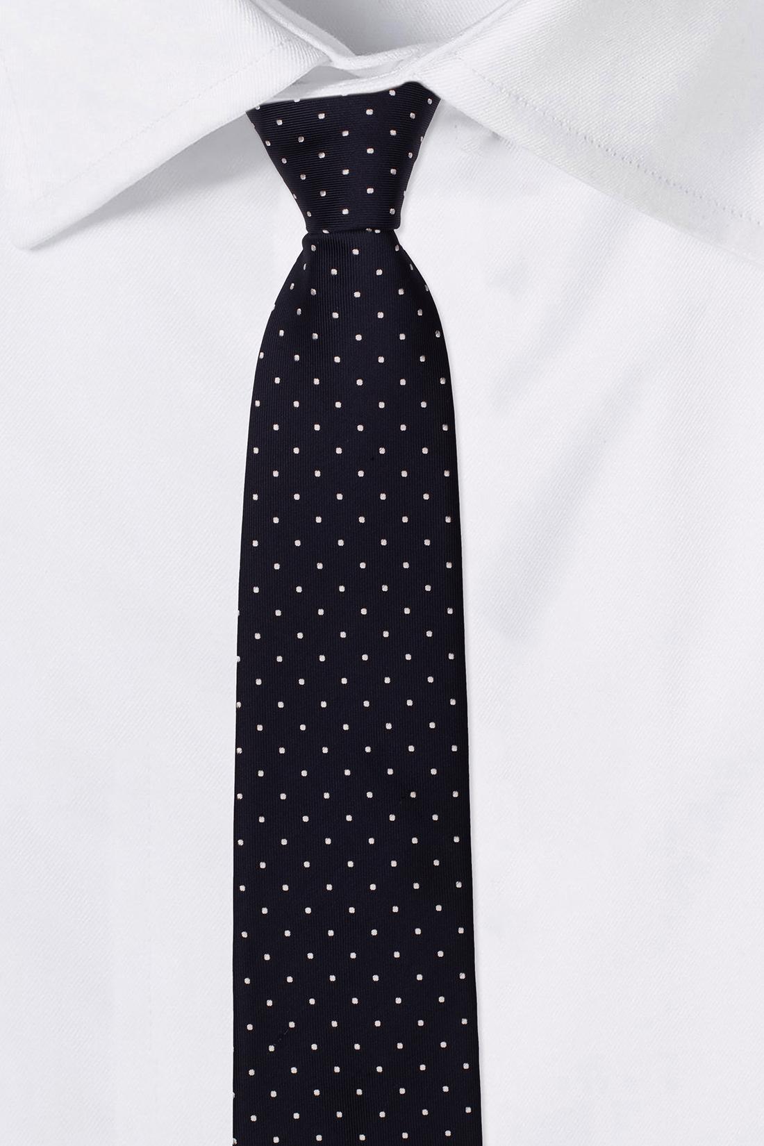 Blue with White Polka Dot Silk Necktie for Men