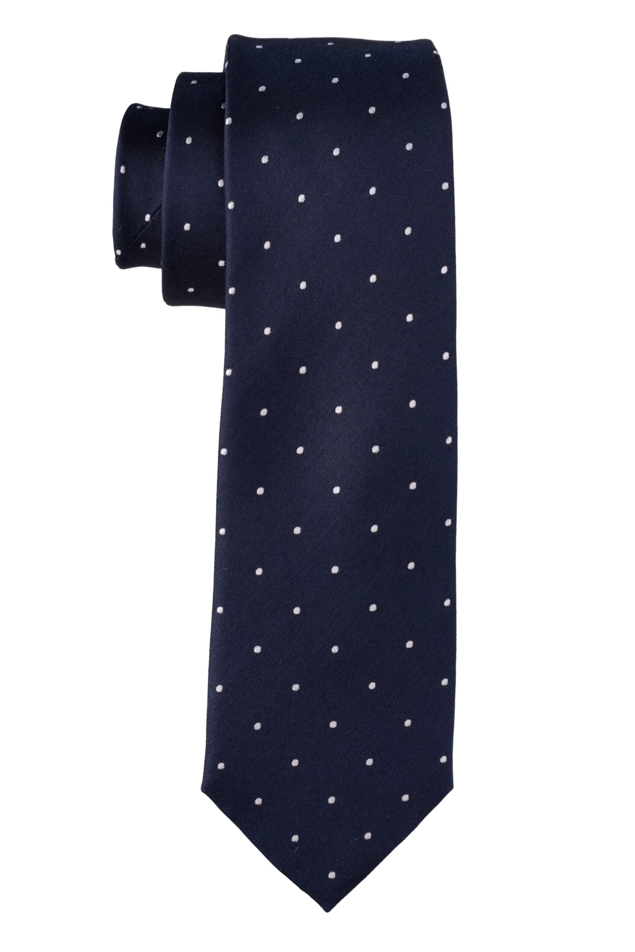 Navy Blue Polka Dot Silk Necktie for Men