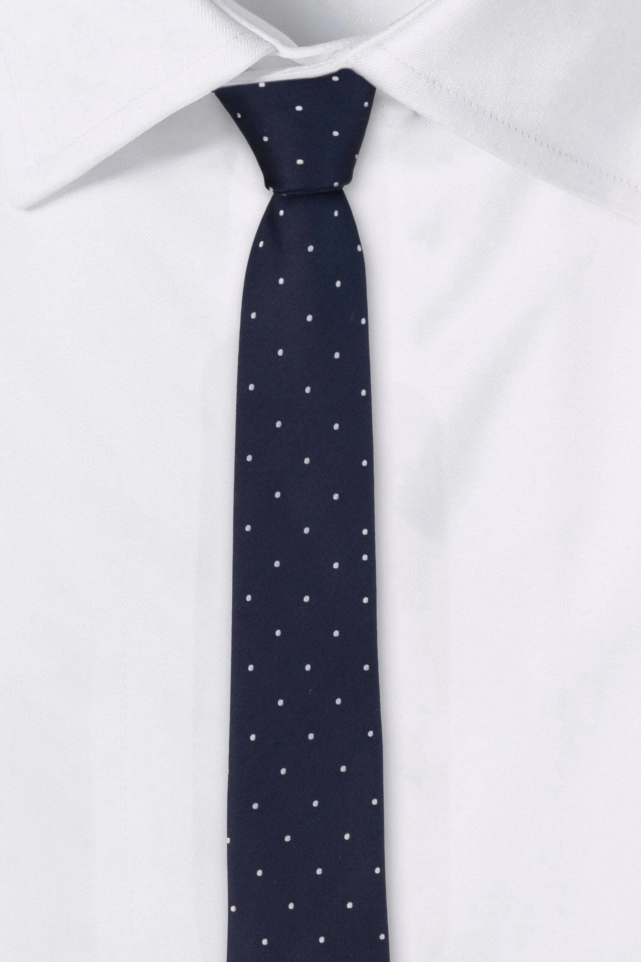 Navy Blue Polka Dot Silk Necktie for Men