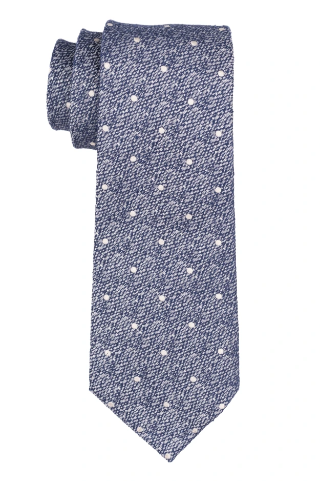 Blue with White Polka Dot Silk Necktie for Men