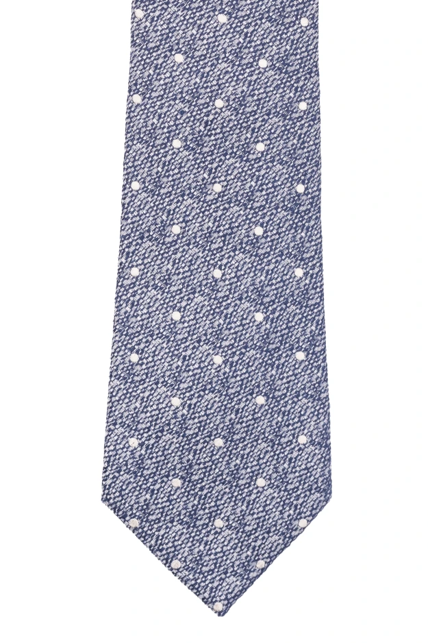 Blue with White Polka Dot Silk Necktie for Men