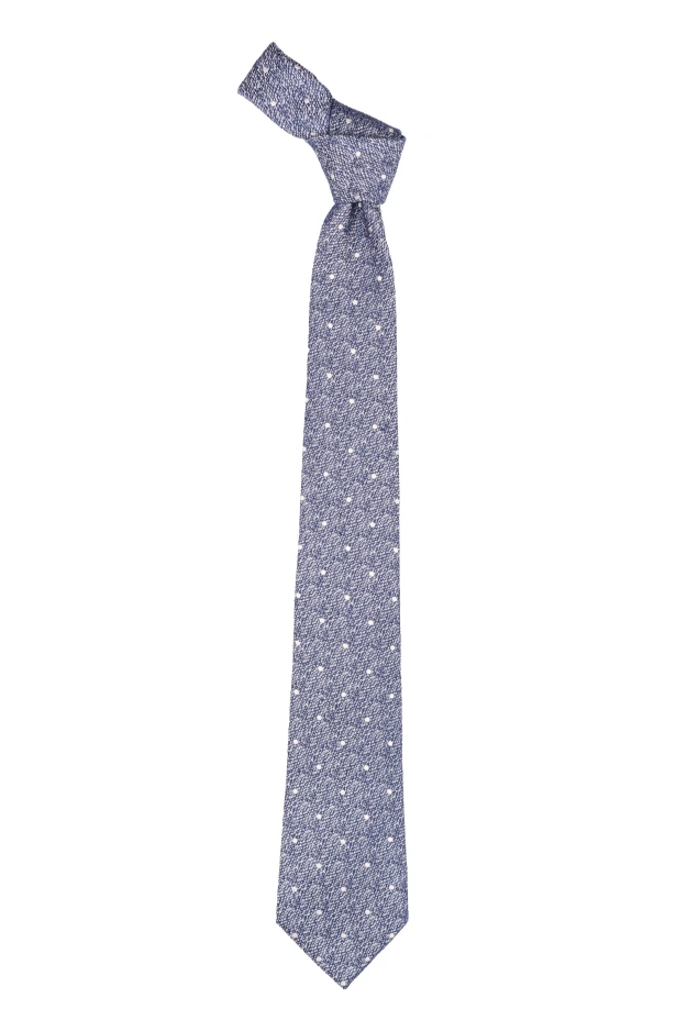 Blue with White Polka Dot Silk Necktie for Men