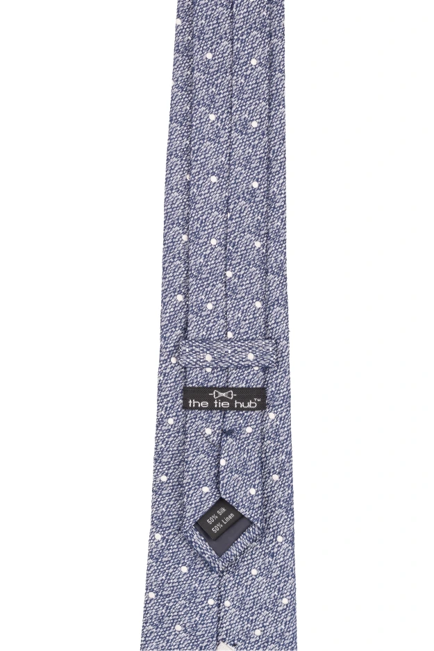 Blue with White Polka Dot Silk Necktie for Men