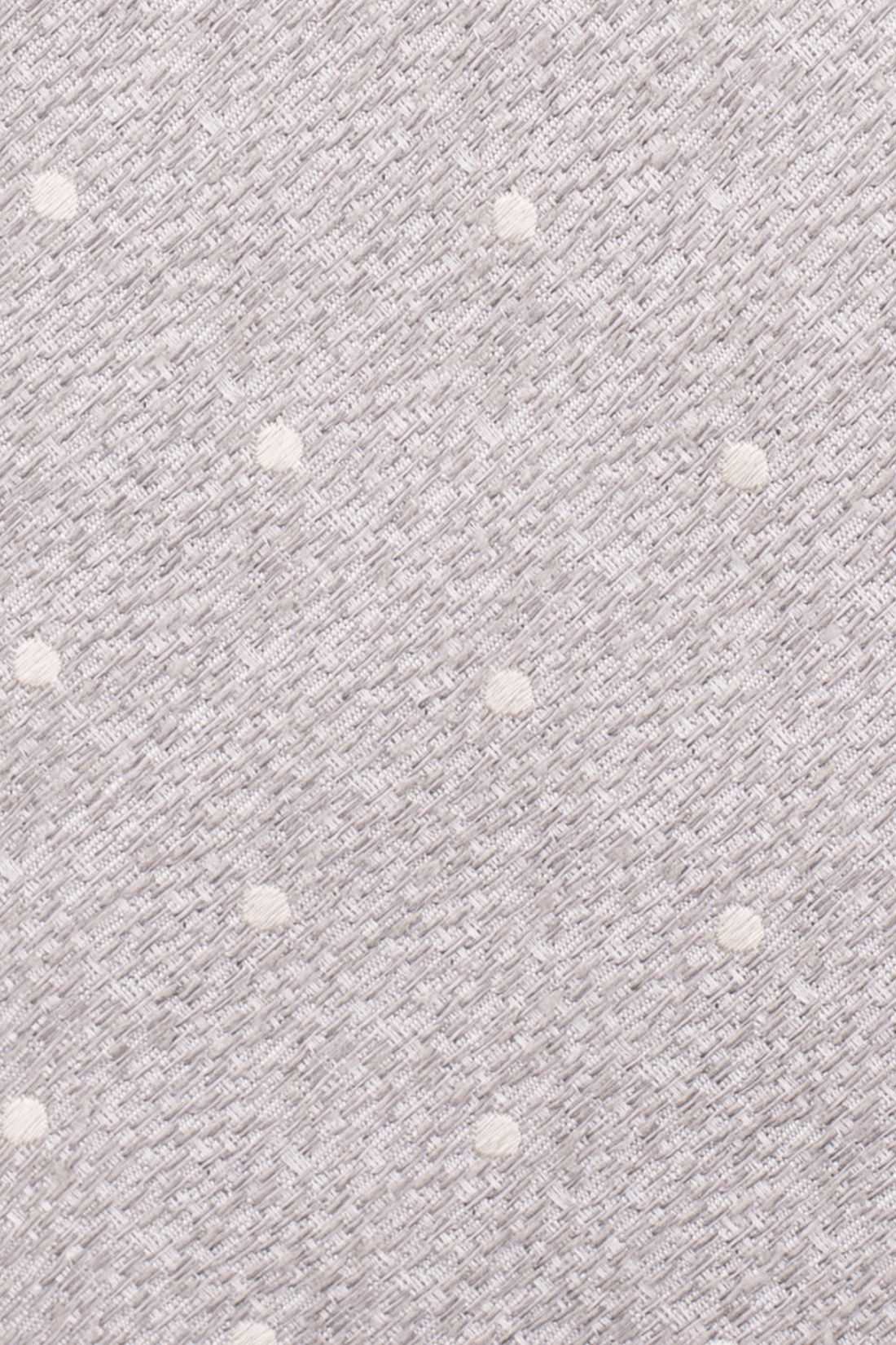 Grey with White Polka Dot Silk Necktie for Men