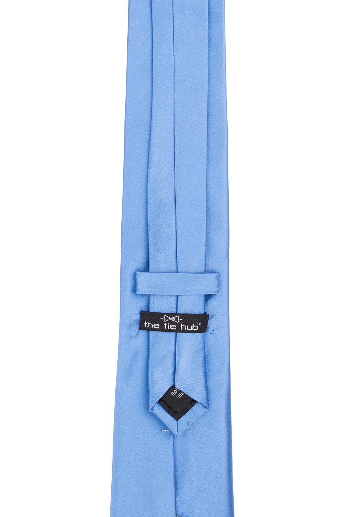 Blue Solid Silk Necktie for Men