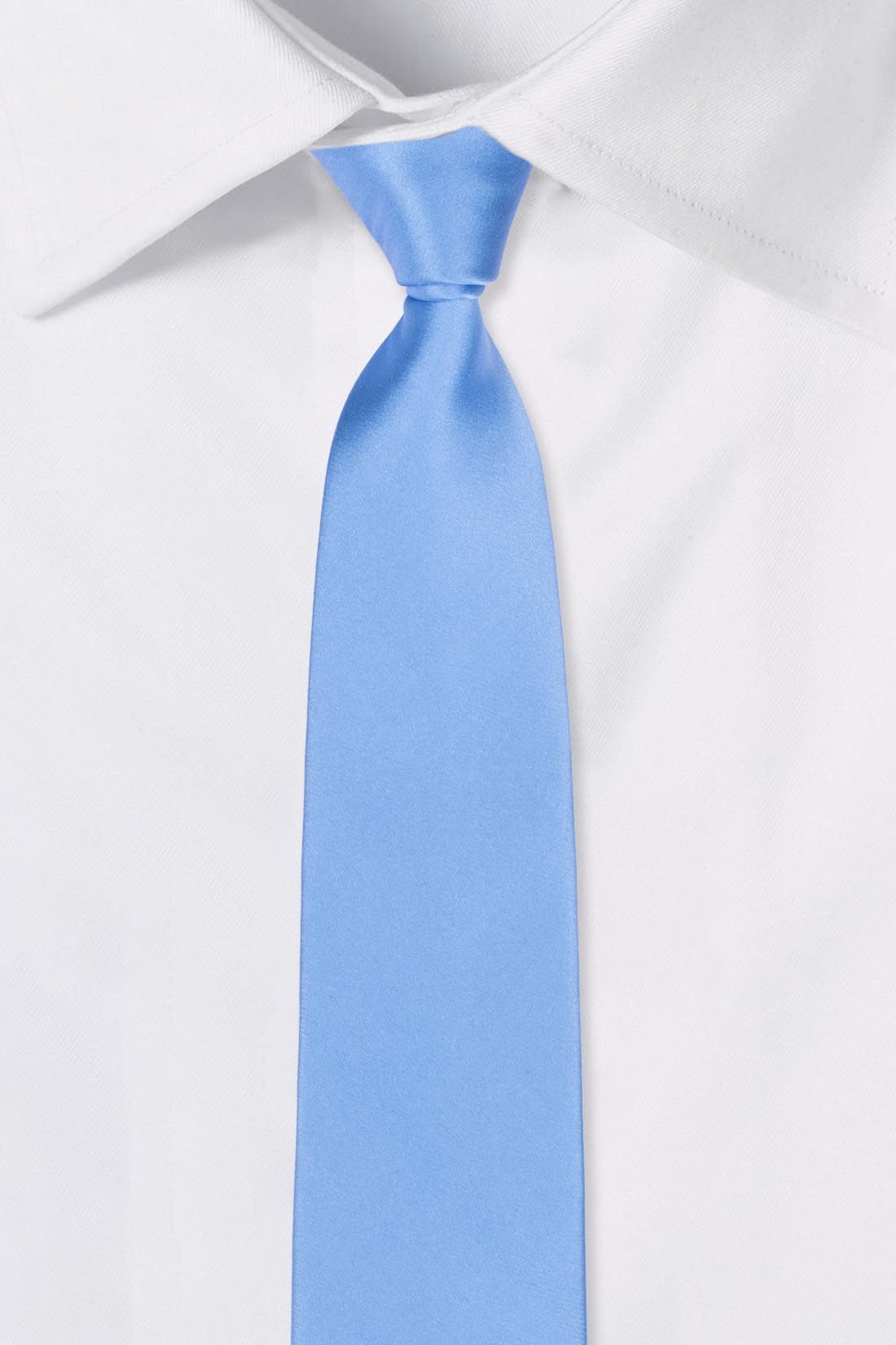 Blue Solid Silk Necktie for Men