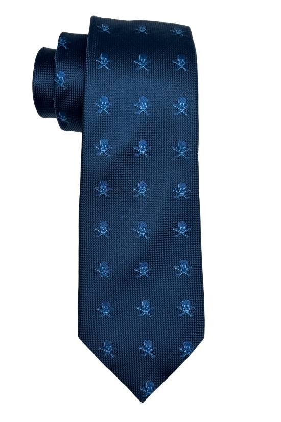 Navy Blue Conversational Silk Necktie for Men