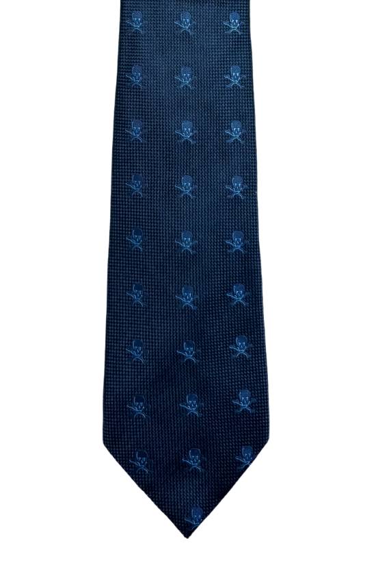 Navy Blue Conversational Silk Necktie for Men