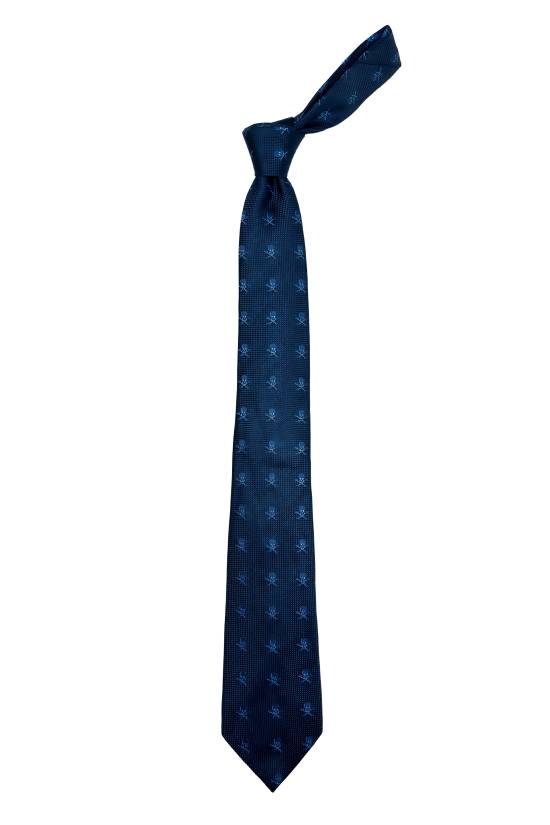 Navy Blue Conversational Silk Necktie for Men