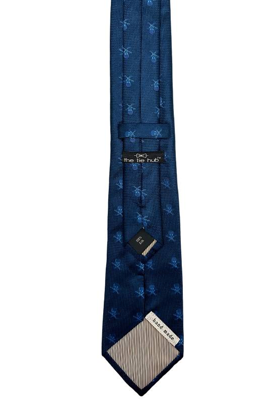 Navy Blue Conversational Silk Necktie for Men