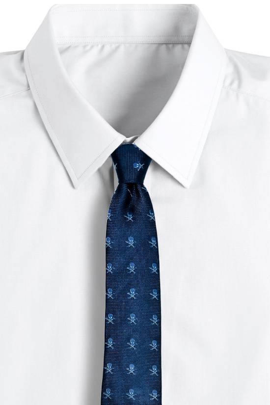 Navy Blue Conversational Silk Necktie for Men