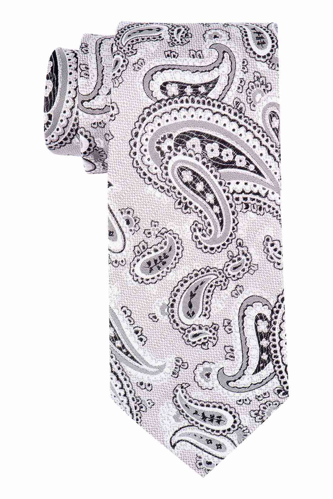 White Paisley Silk Necktie for Men