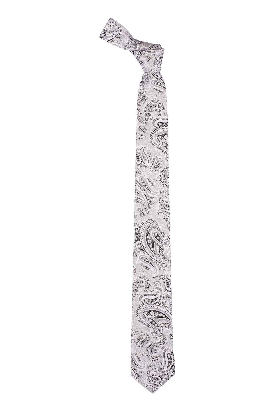White Paisley Silk Necktie for Men