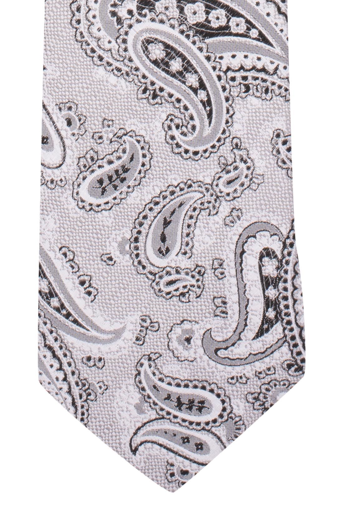 White Paisley Silk Necktie for Men