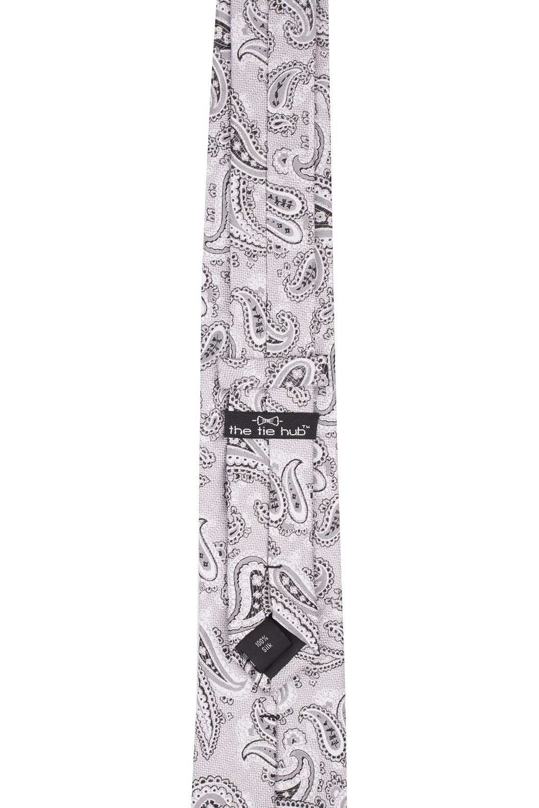 White Paisley Silk Necktie for Men