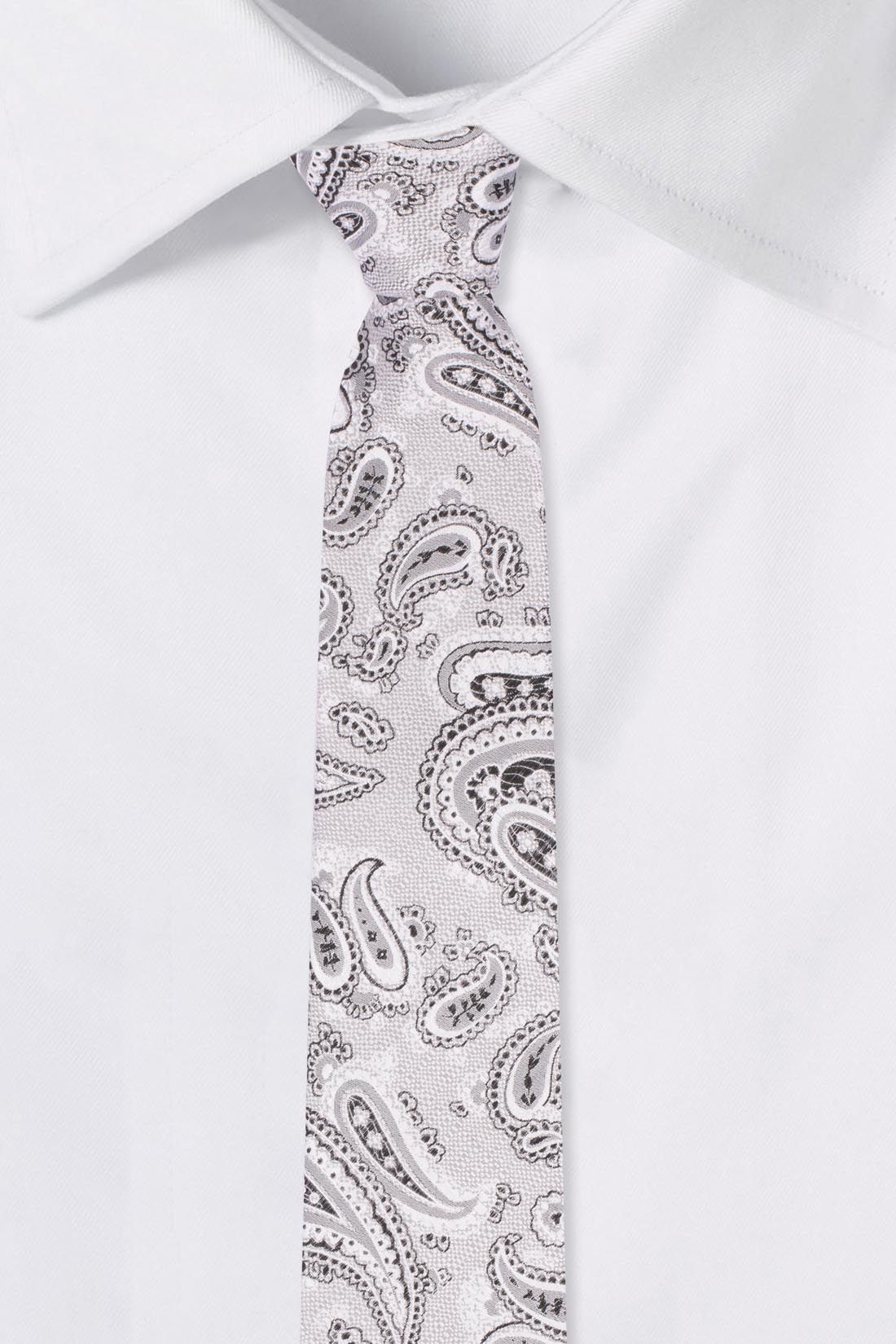 White Paisley Silk Necktie for Men