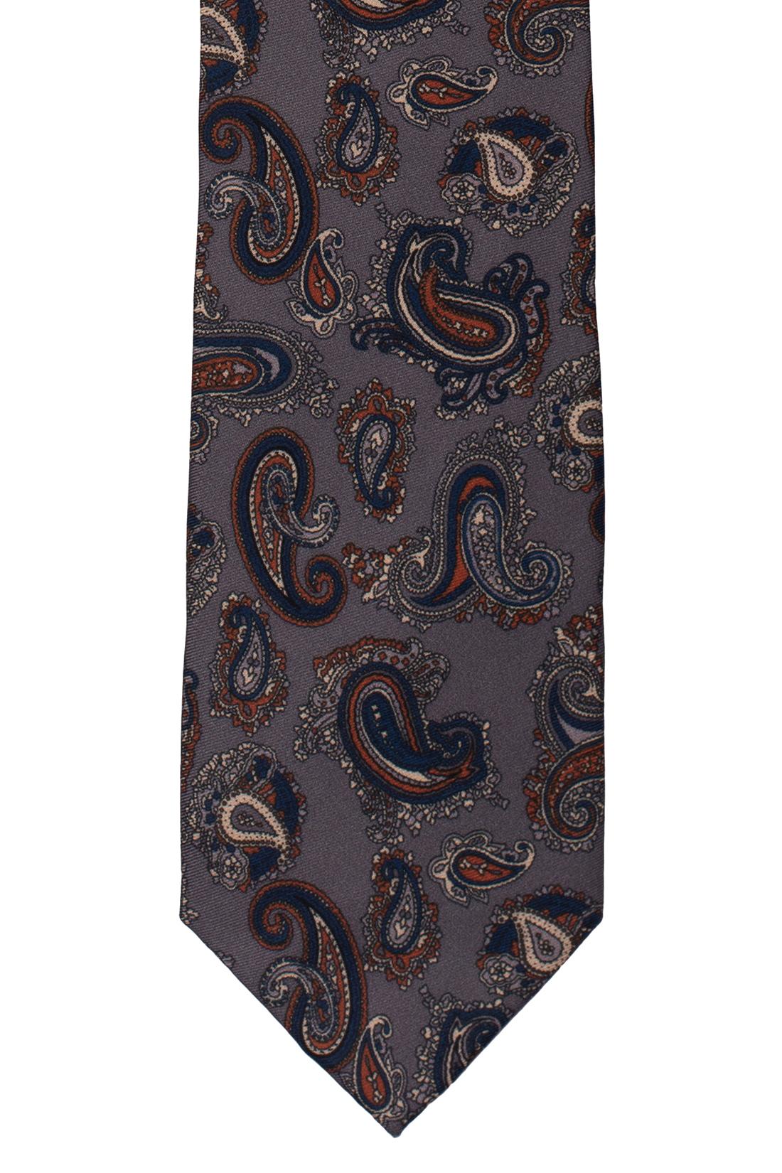 Grey Paisley Silk Necktie for Men