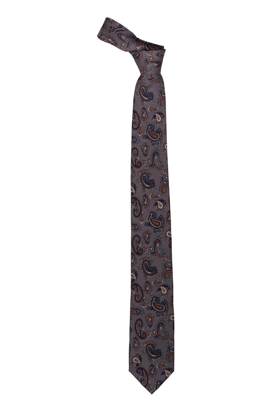 Grey Paisley Silk Necktie for Men