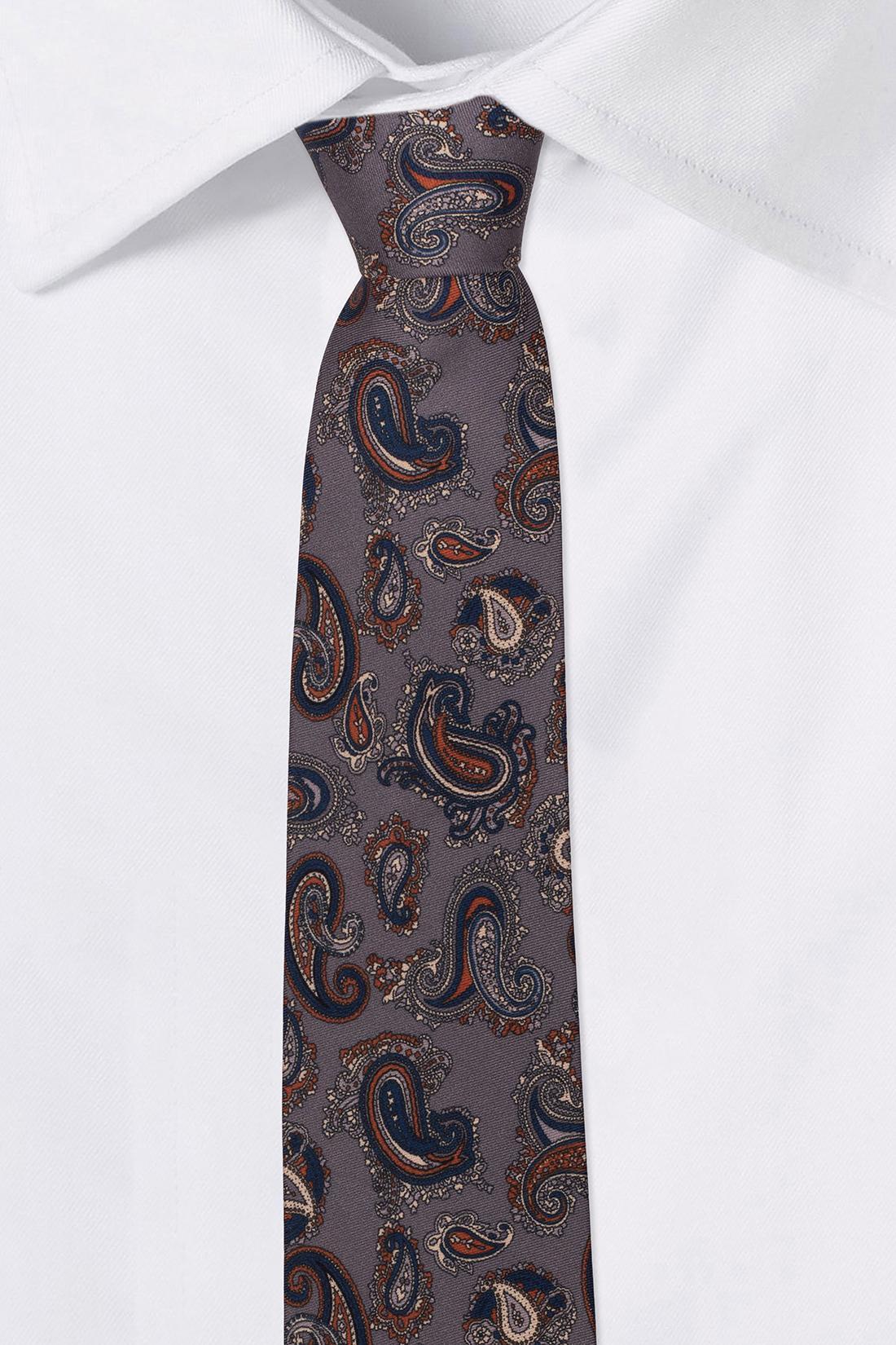 Grey Paisley Silk Necktie for Men
