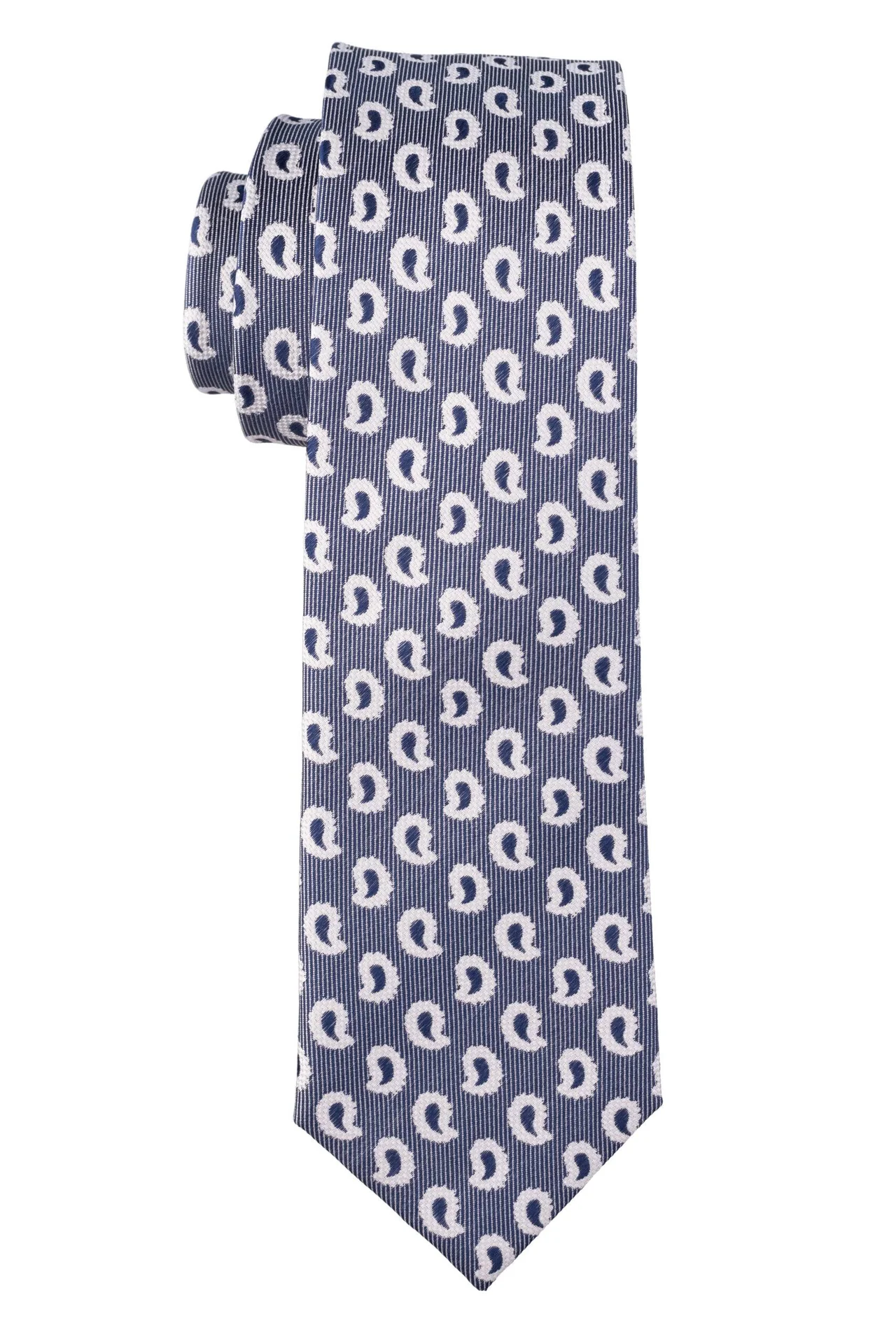 Navy with Blue Paisley Silk Necktie for Men