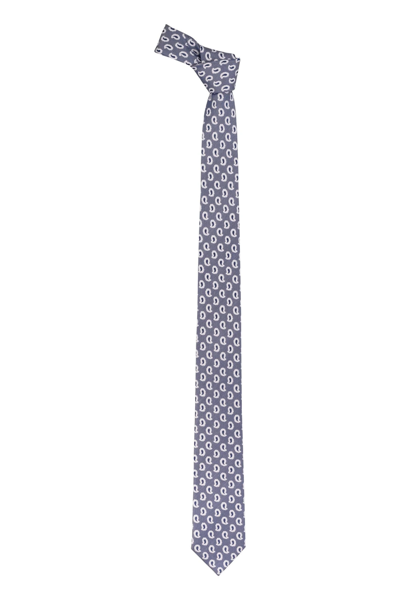 Navy with Blue Paisley Silk Necktie for Men