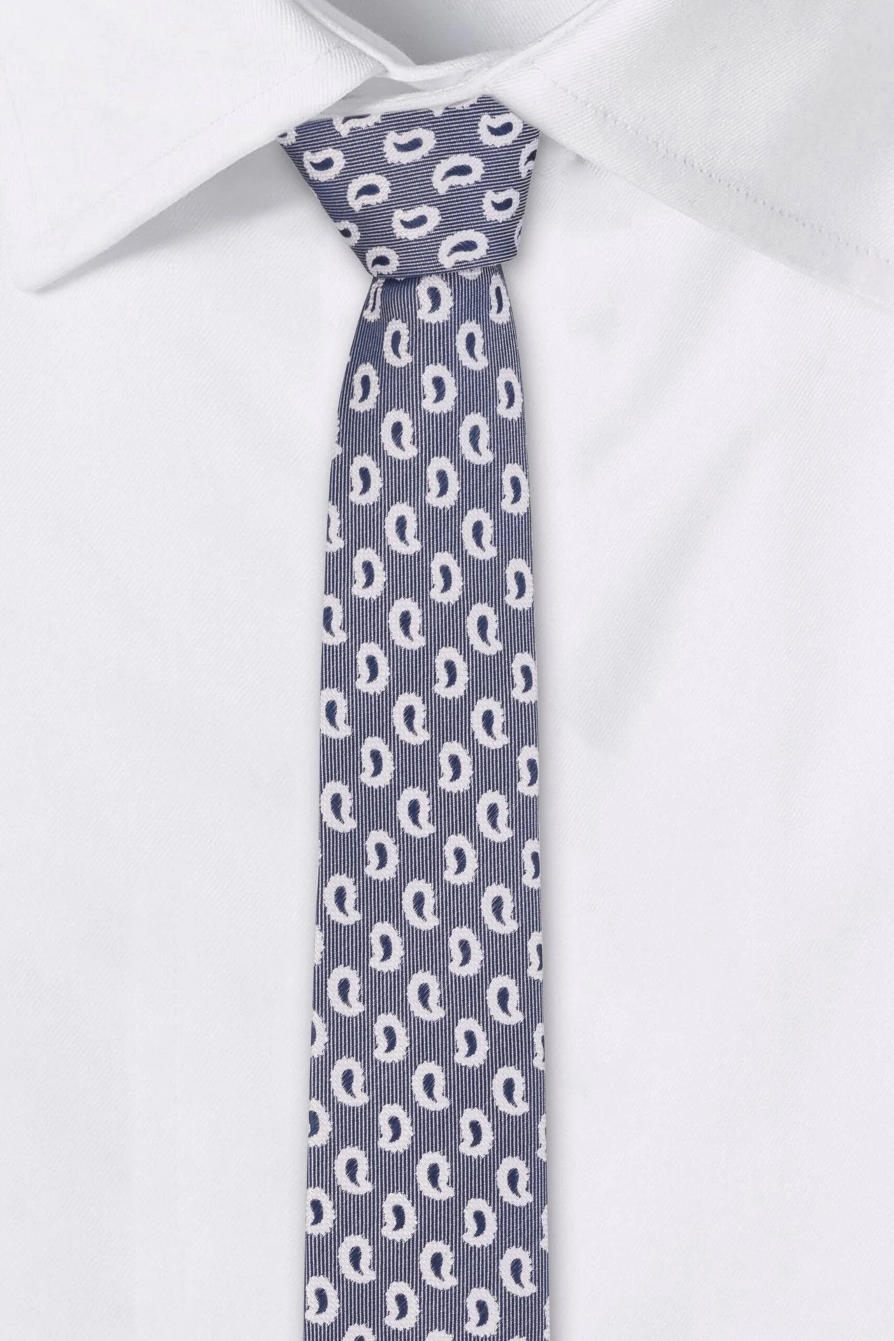 Navy with Blue Paisley Silk Necktie for Men