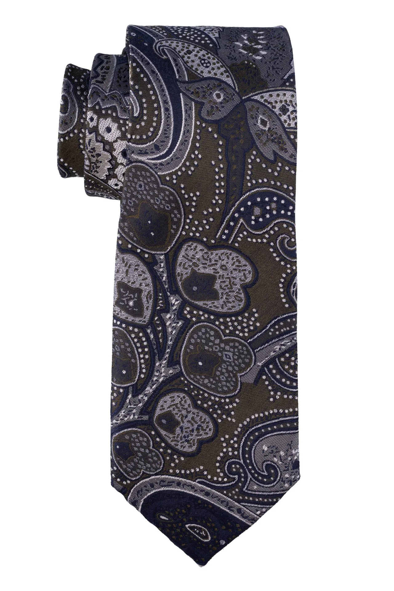 Green with Blue Paisley Silk Necktie for Men