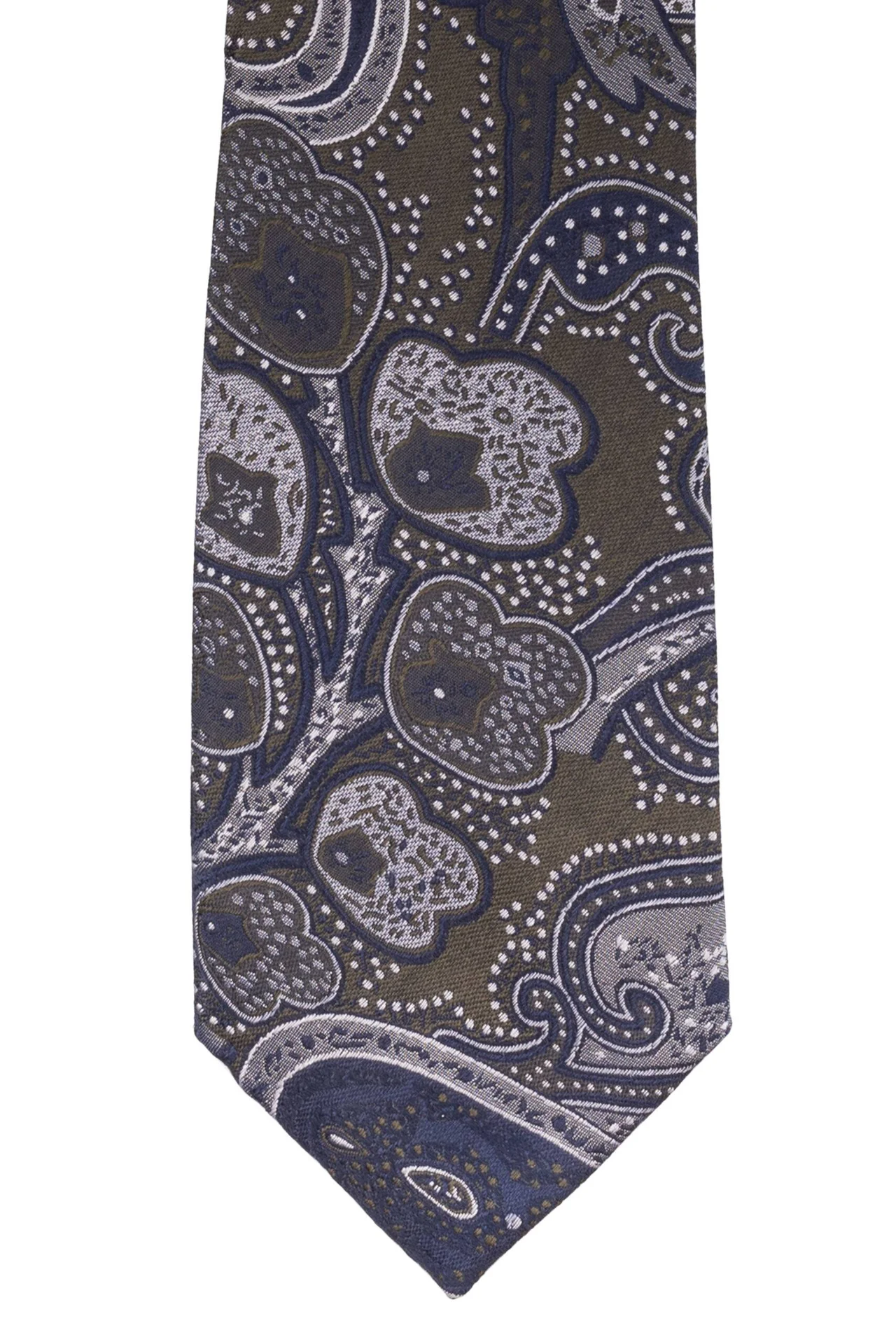 Green with Blue Paisley Silk Necktie for Men