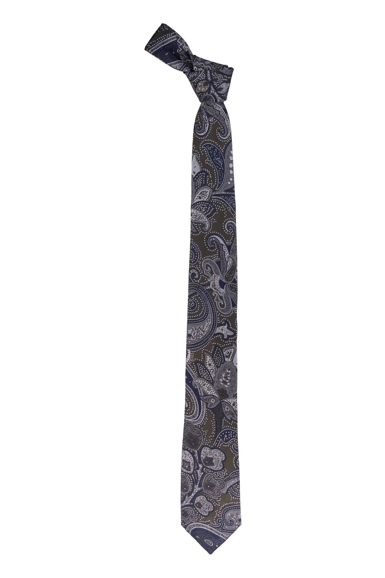 Green with Blue Paisley Silk Necktie for Men
