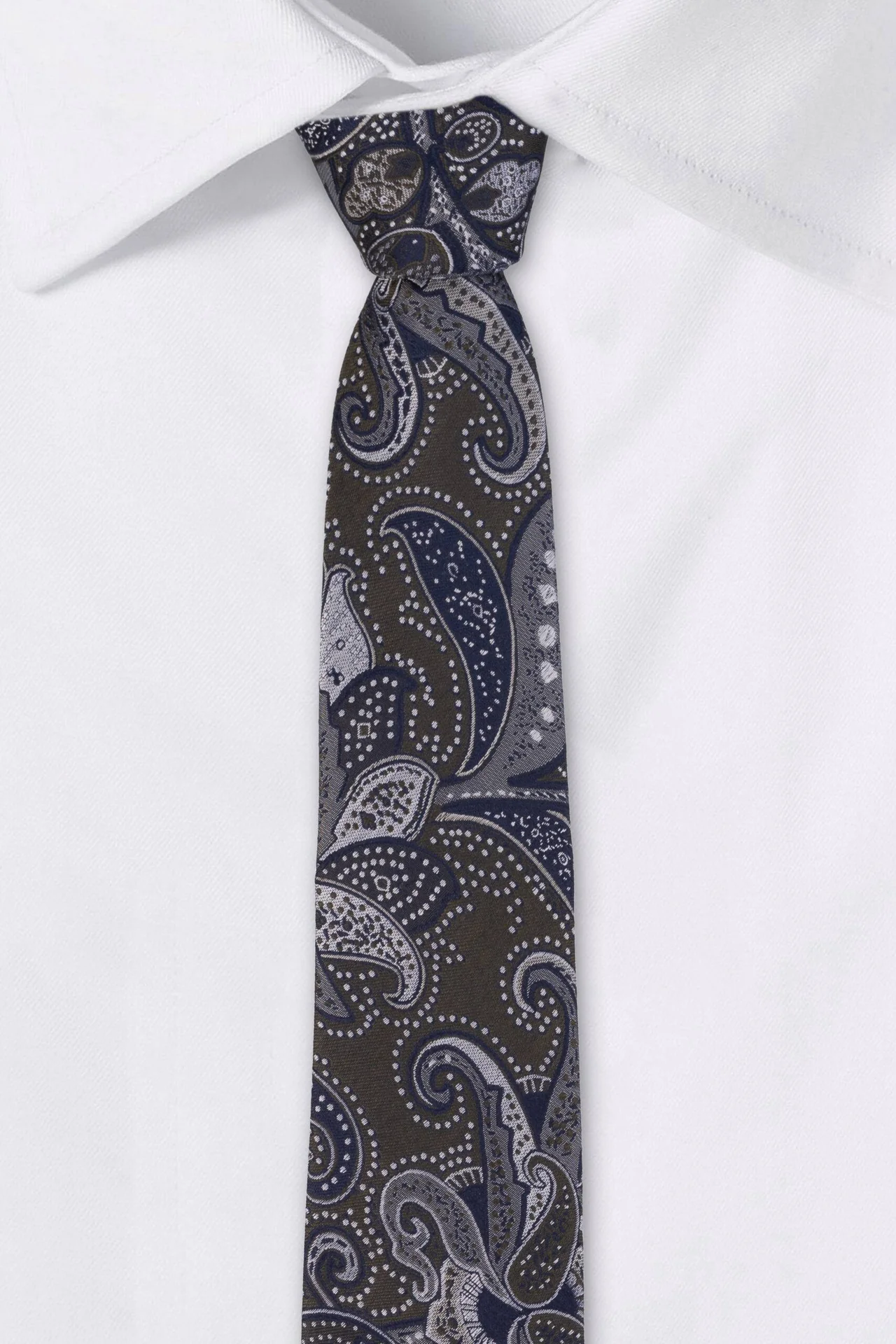 Green with Blue Paisley Silk Necktie for Men