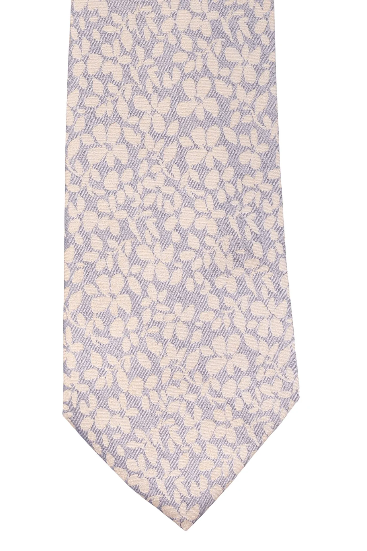 Grey with Yellow Floral Silk Necktie for Men