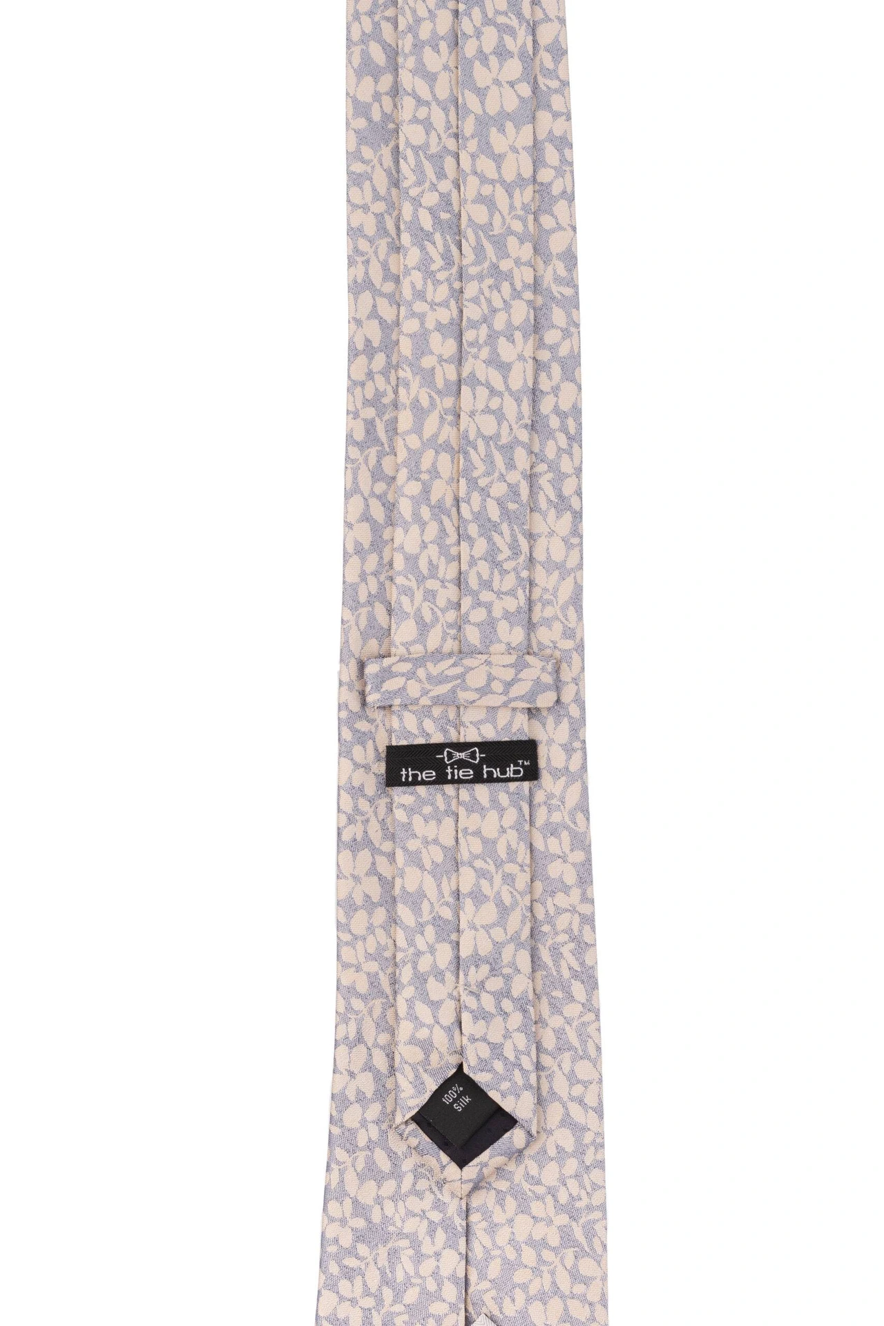 Grey with Yellow Floral Silk Necktie for Men