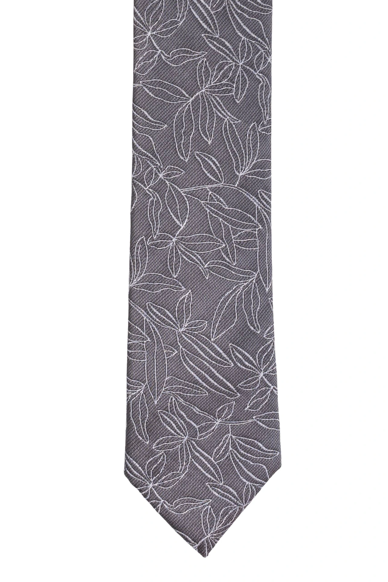 Grey Floral Silk Necktie for Men