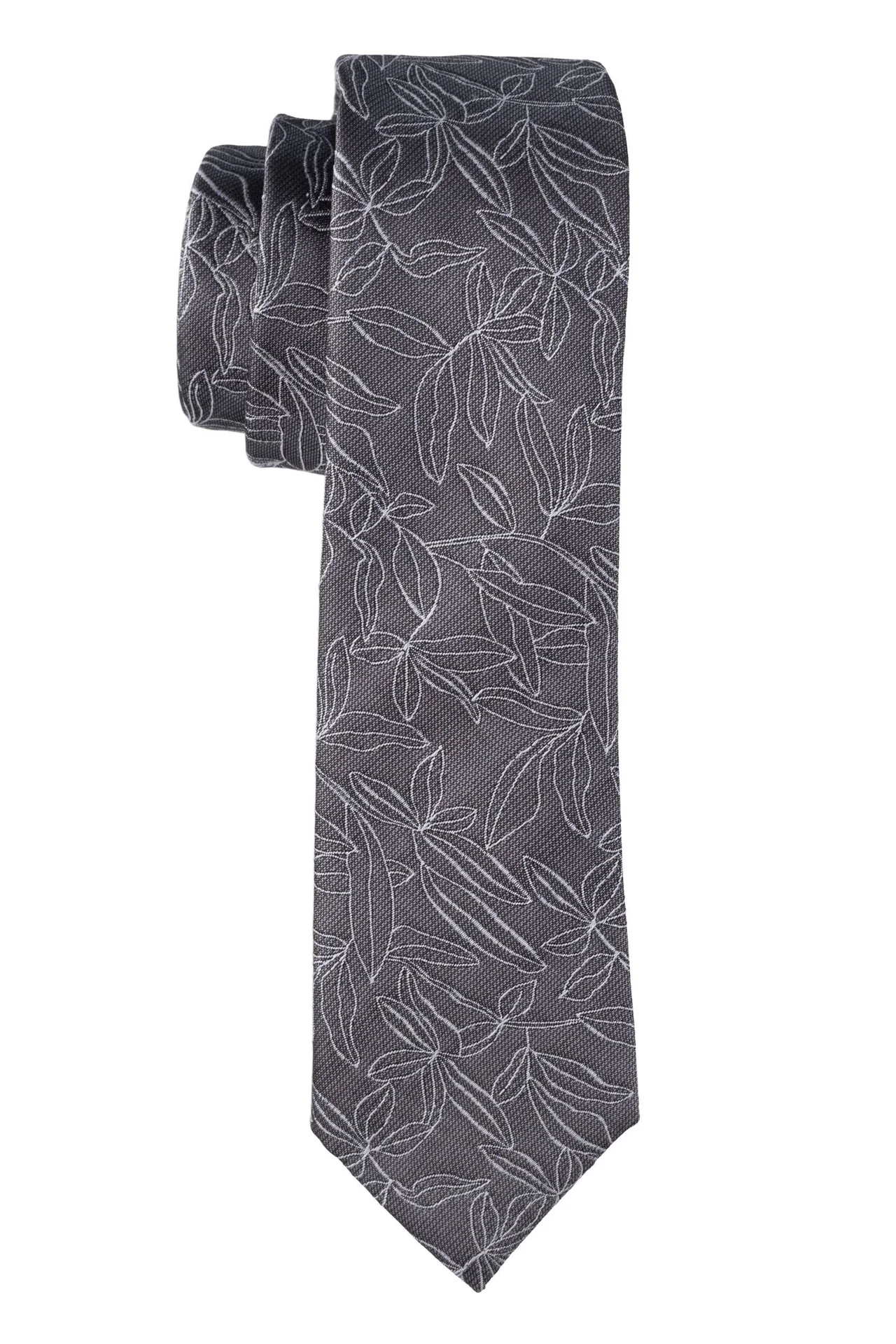 Grey Floral Silk Necktie for Men