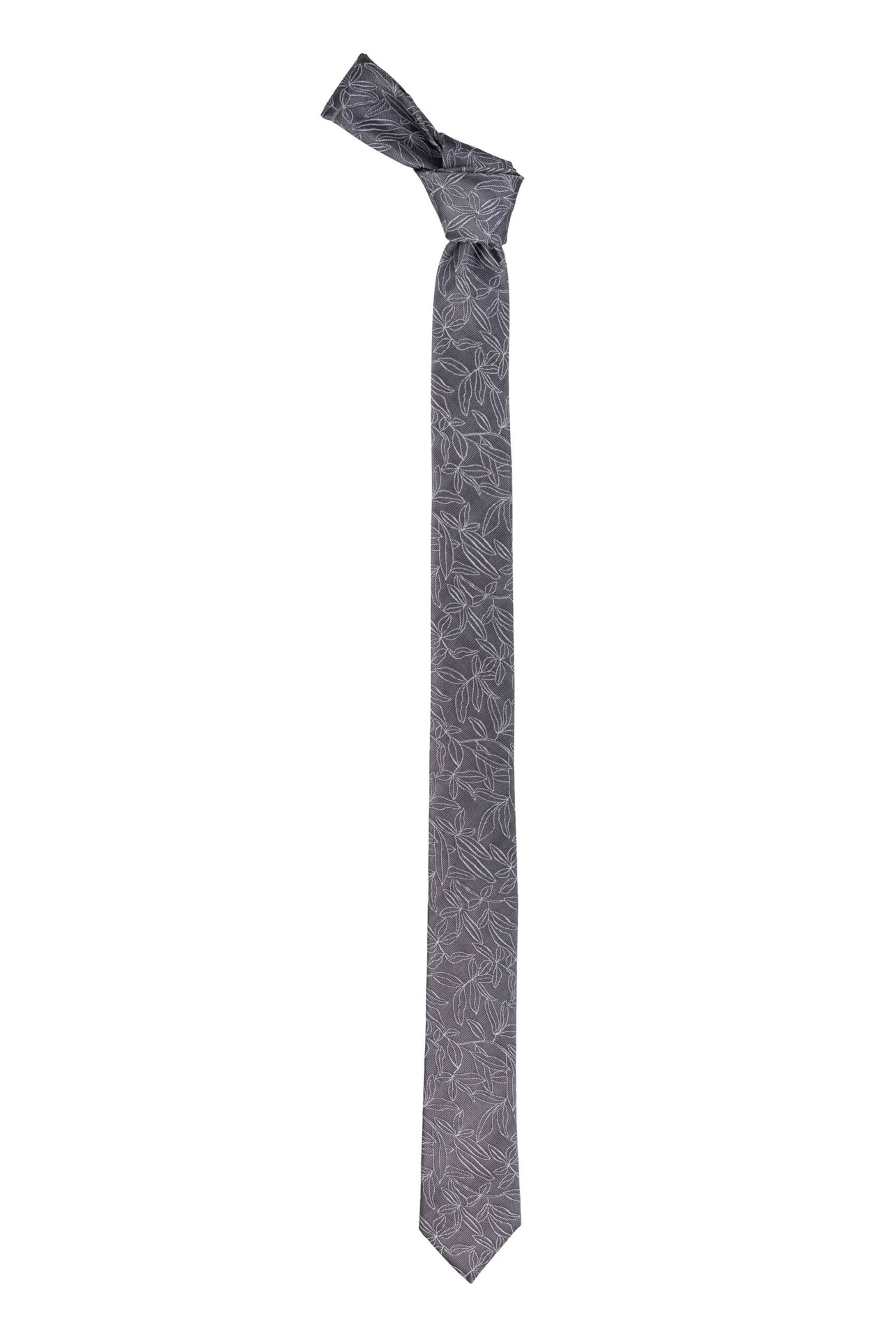 Grey Floral Silk Necktie for Men