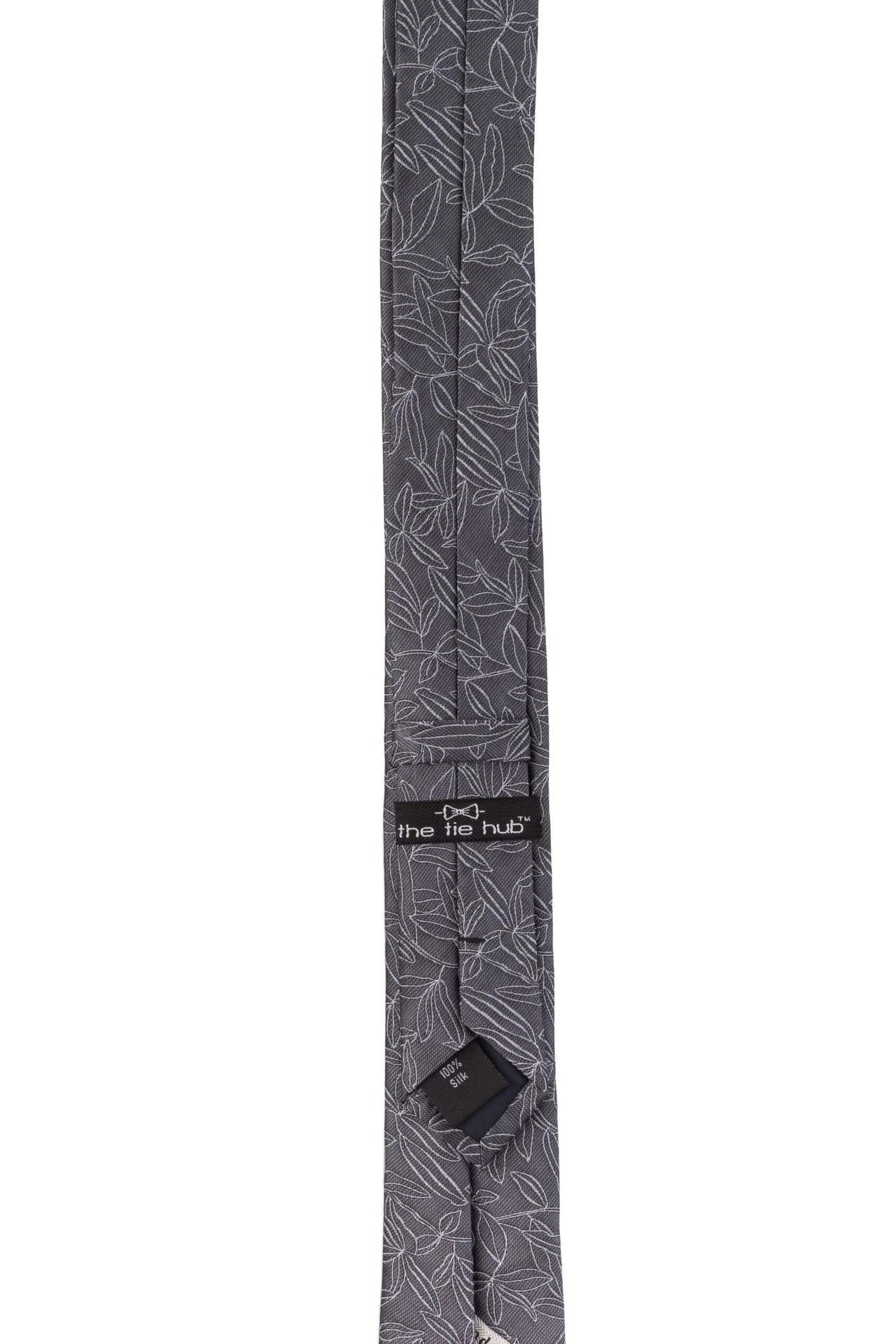 Grey Floral Silk Necktie for Men