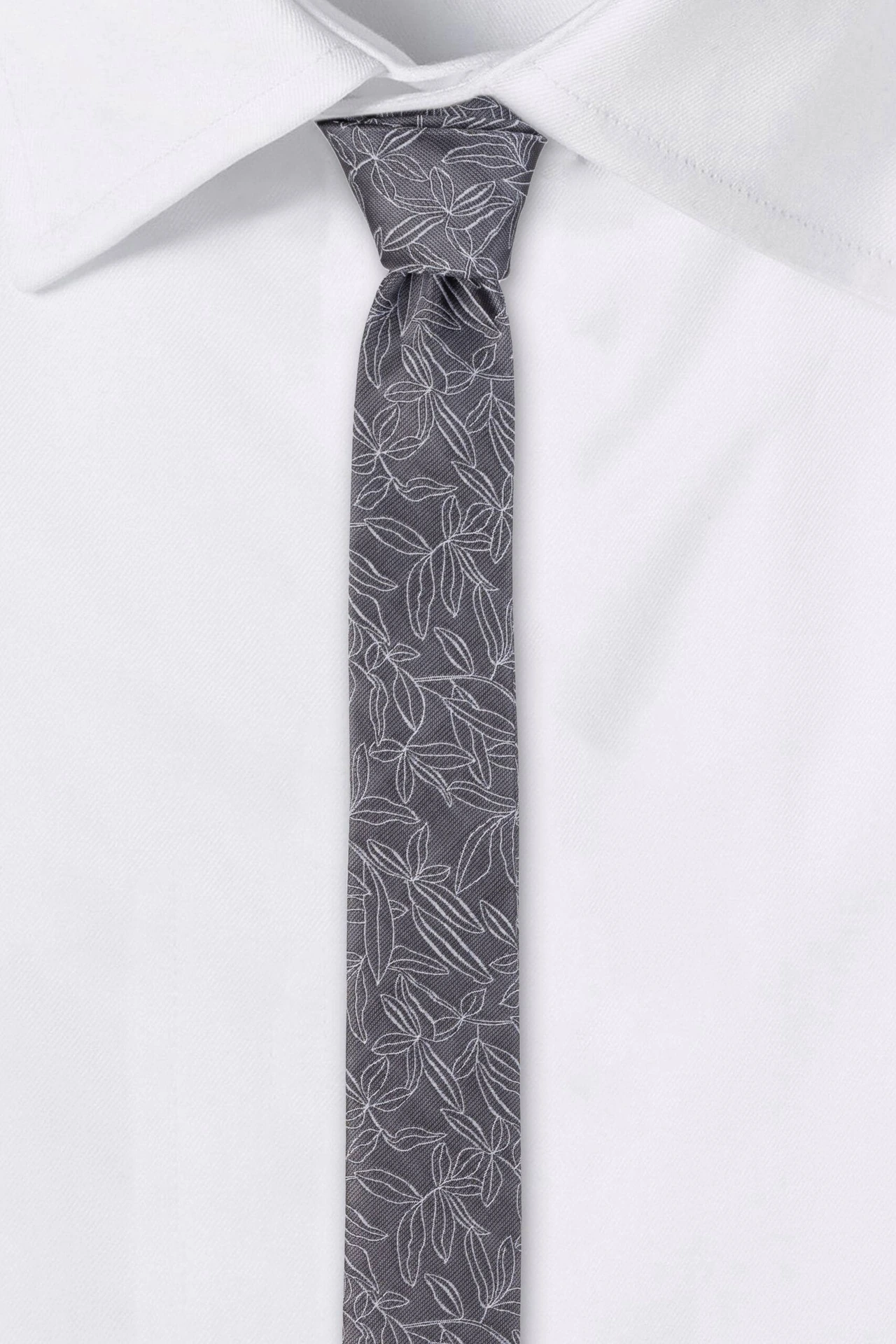 Grey Floral Silk Necktie for Men