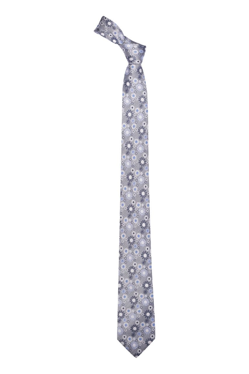 Grey Floral Silk Necktie for Men